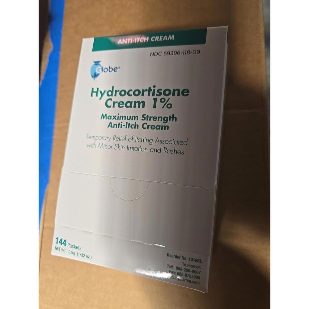 Globe (Box 144 Hydrocortisone 1% Maximum Strength Cream, (0.9g Single Packet)